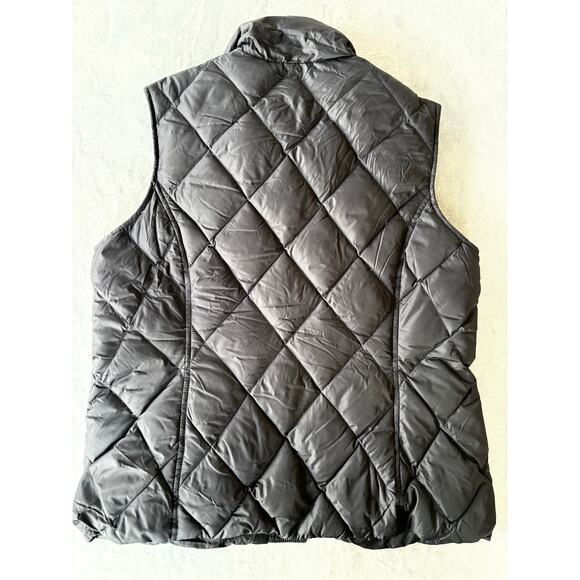 Lands End Down Puffer Vest Womens M Black Outdoors Snap Front Quilted - Picture 2 of 6